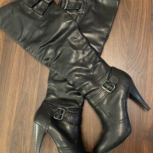G by Guess Knee High Black Heeled Boots
